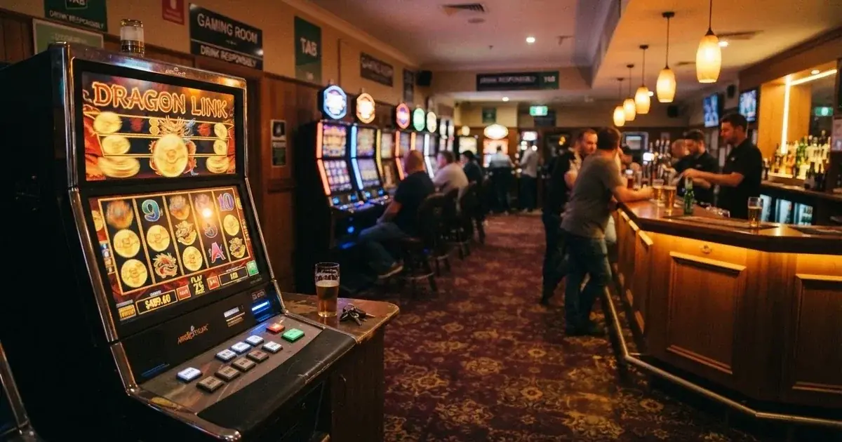 Electronic gaming machines inside a licensed pub in suburban Adelaide.