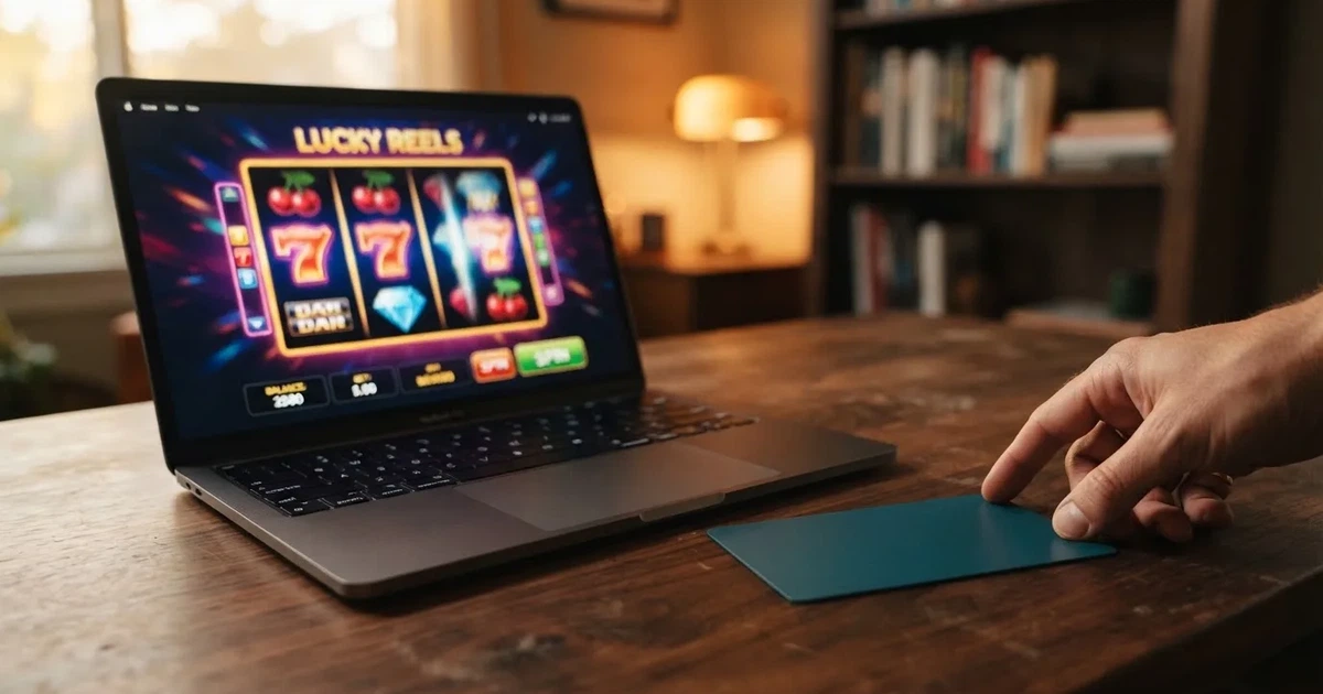 A hand holding a bank card next to a laptop showing an online payment form.