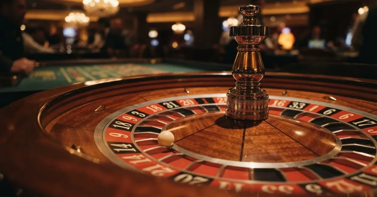 A close-up of a roulette wheel with the ball settling into a numbered pocket.