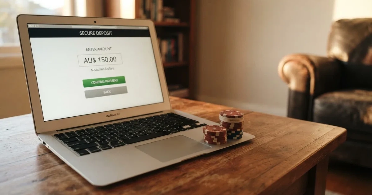 A small stack of coins next to a laptop showing an online payment form.